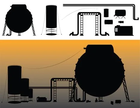 Set of industrial silhouettes Ilustración de archivo