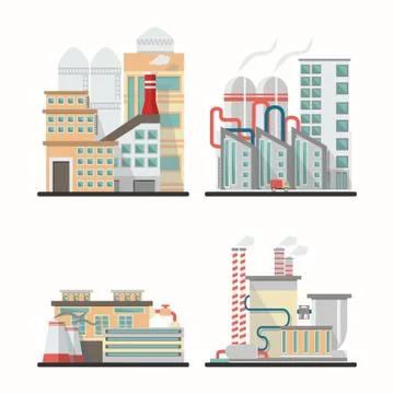 Set of industry buildings in vector Illustrazione stock