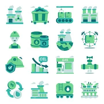 Set of Industry Flat Icons Stock Illustration