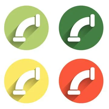 Set Industry metallic pipe icon isolated with long shadow background. Plumb.. Stock Illustration