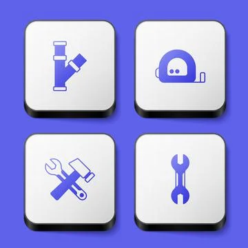 Set Industry metallic pipe, Roulette construction, Hammer and wrench spanner  Stock Illustration