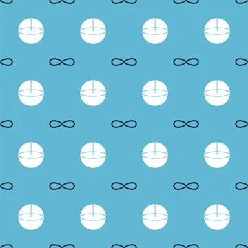 Set Infinity and Geometric figure Sphere on seamless pattern. Vector Stock Illustration