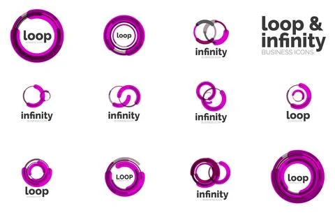 Set of infinity and loop business logos Stock Illustration