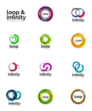 Set of infinity and loop business logos 스톡 일러스트