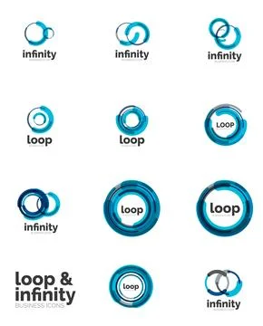 Set of infinity and loop business logos 스톡 일러스트