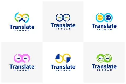Set of Infinity Chat logo vector template, Creative Chat Infinity logo desi.. Stock Illustration
