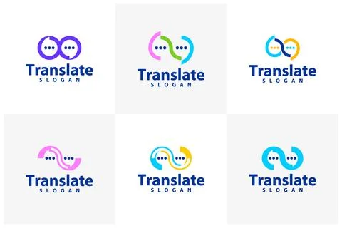 Set of Infinity Chat logo vector template, Creative Chat Infinity logo desi.. Stock Illustration