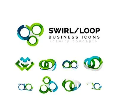 Set of infinity concepts, loop logo designs Stock Illustration