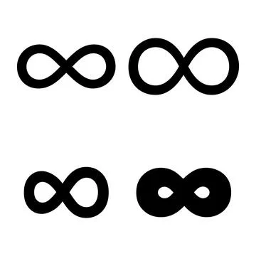 Set of Infinity geometric icon, mathematical tattoo symbol, endless abstract Illustrazione stock