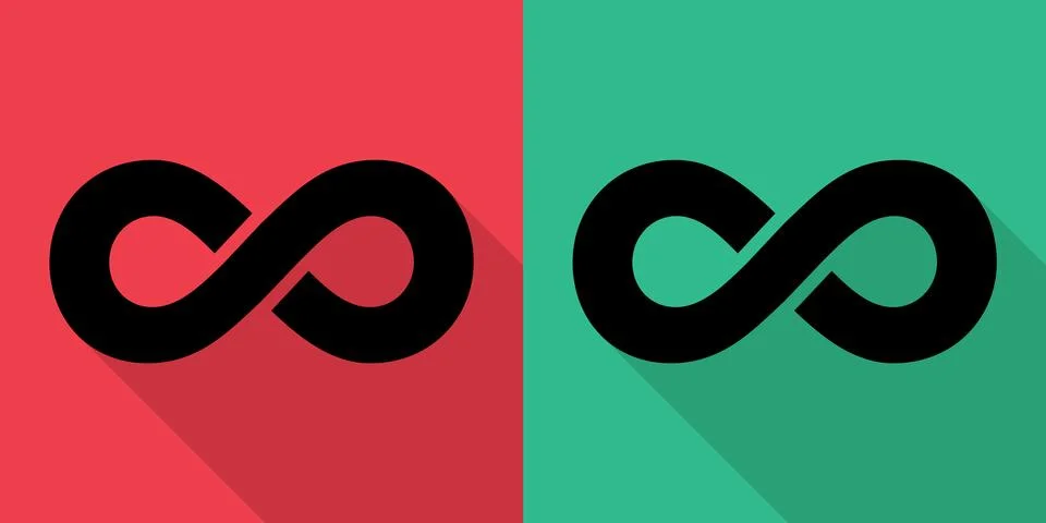 Set of Infinity geometric icon, mathematical tattoo symbol, endless abstract Stock Illustration