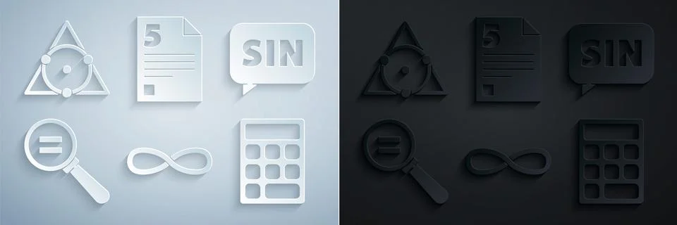 Set Infinity, Mathematics function sine, Calculation, Calculator, Test exam Stock Illustration