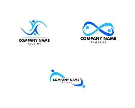 Set of Infinity People Logo Design Template Stock Illustration