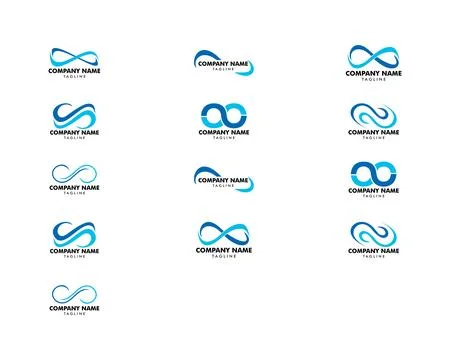 Set of Infinity Symbol Logo Design Vector Illustration Stock Illustration