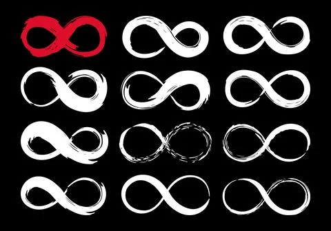 Set of infinity symbols hand painted with ink brush strokes 스톡 일러스트
