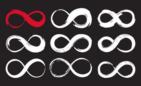 Set of infinity symbols hand painted with ink brush strokes Stock Illustration