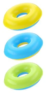 Set of inflatable rings for kids in swimming pool on white background. 스톡 일러스트