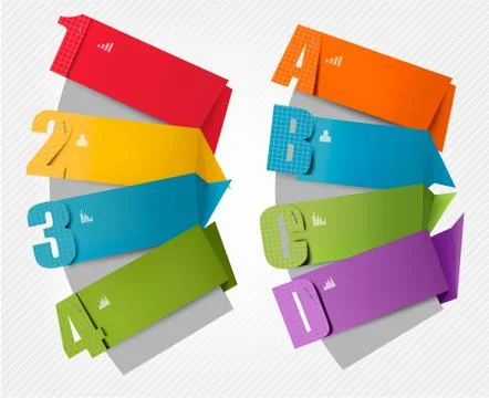 Set of info graphics banners with numbers and letters. vector illustration Stock Illustration