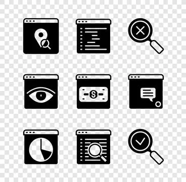 Set Infographic of city map, Browser window, Magnifying glass and delete, G.. Illustrazione stock