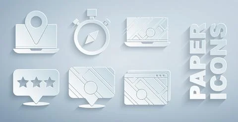 Set Infographic of city map navigation, City, Map pointer with star, Compass and Stock Illustration