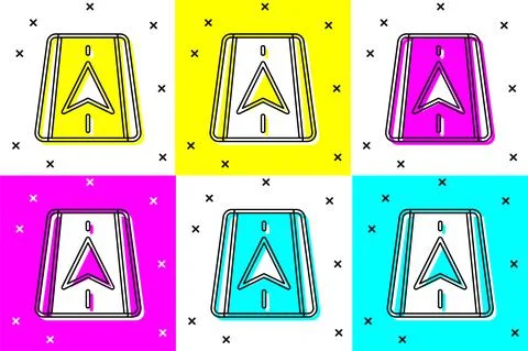 Set Infographic of city map navigation icon isolated on color background. Mobile Illustrazione stock