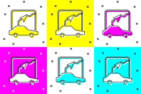 Set Infographic of city map navigation icon isolated on color background. M.. Stock Illustration