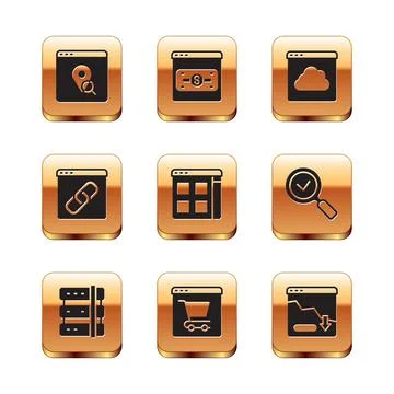 Set Infographic of city map, Server, Online shopping on screen, Browser files Stockillustratie