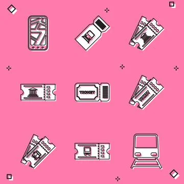 Set Infographic of city map, Train ticket, Museum, Ticket, Bus and  icon. V.. Stock Illustration