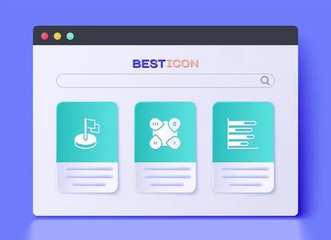 Set Infographic element, Flag and Pie chart infographic icon. Vector Stock Illustration