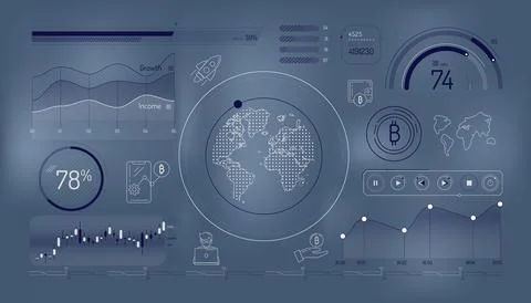 Set of infographic elements about bitcoin growth. 스톡 일러스트