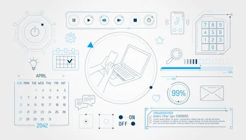 Set of infographic elements about computer communication and social networks. Stockillustratie