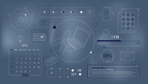 Set of infographic elements about computer communication and social networks. Stockillustratie