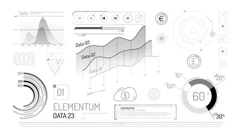 Set of infographic elements about cryptocurrency and financial data management. Stock Illustration