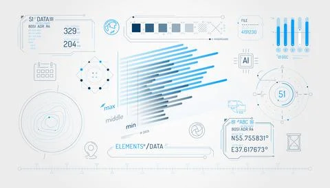 Set of infographic elements about data exchange and geolocation. 스톡 일러스트