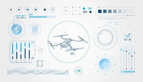Set of infographic elements about drone and geolocation. 스톡 일러스트