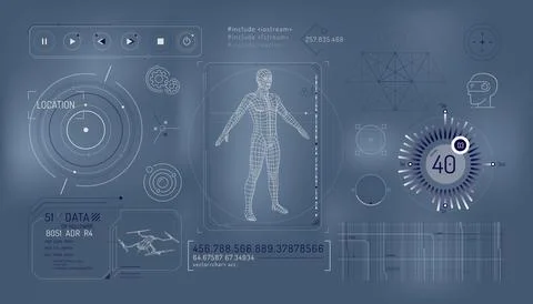 Set of infographic elements about drone control and augmented reality. 스톡 일러스트