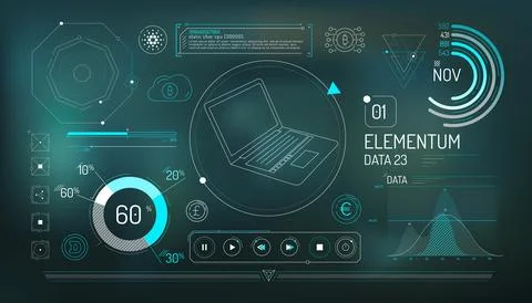 Set of infographic elements about financial technology and cryptocurrencies. Stockillustratie