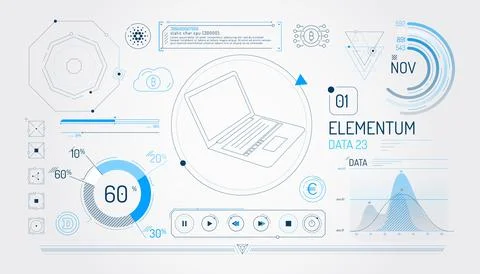 Set of infographic elements about financial technology and cryptocurrencies. 库存插图