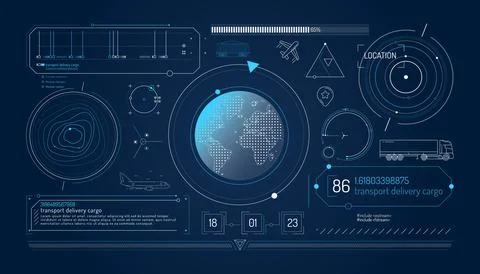 Set of infographic elements about geolocation and transportation tracking. 스톡 일러스트