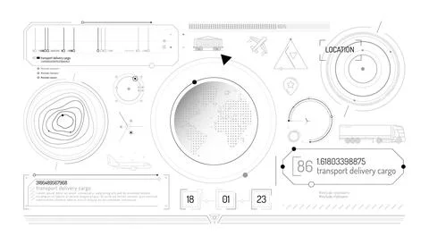 Set of infographic elements about geolocation and transportation tracking. イラスト素材