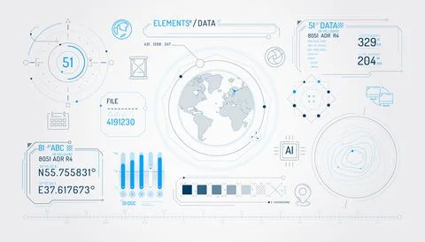 Set of infographic elements about geolocation and data exchange. Stockillustratie