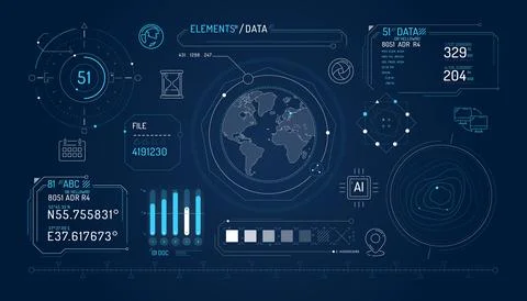 Set of infographic elements about geolocation and data exchange. 库存插图