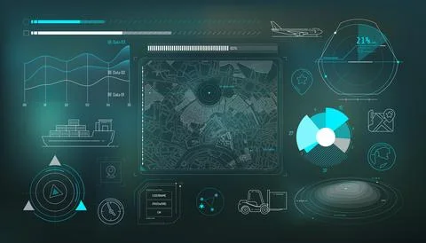 Set of infographic elements about geolocation and cargo transportation. イラスト素材