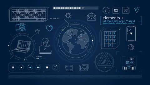 Set of infographic elements about internet communication and global network. Ilustración de archivo