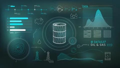 Set of infographic elements about oil exploration and production. Illustrazione stock
