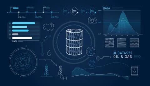 Set of infographic elements about oil exploration and production. 스톡 일러스트