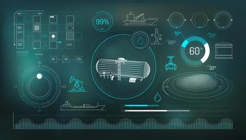 Set of infographic elements about oil storage and transportation. イラスト素材