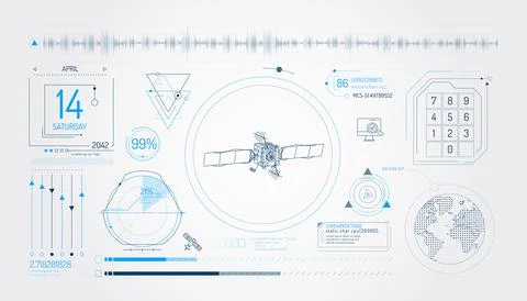 Set of infographic elements about satellite data entry. Stock Illustration