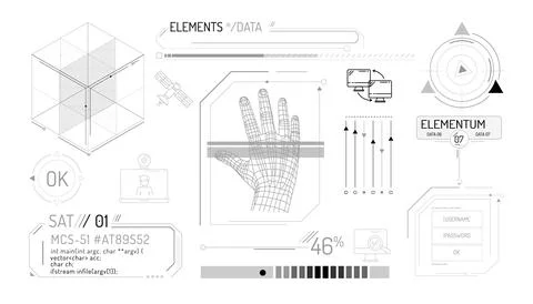 Set of infographic elements about satellite internet and network security. Ilustración de archivo