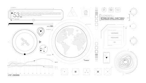 Set of infographic elements about satellite and data input. Stock Illustration