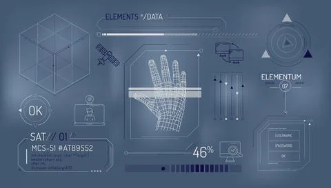Set of infographic elements about satellite internet and network security. Ilustración de archivo